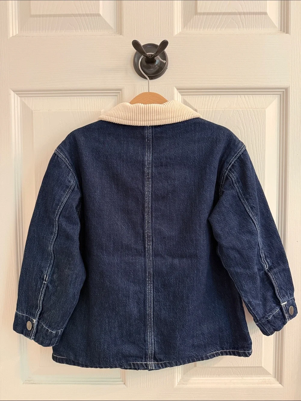 Zara Kids Navy Denim Jacket with Cream Corduroy Collar
